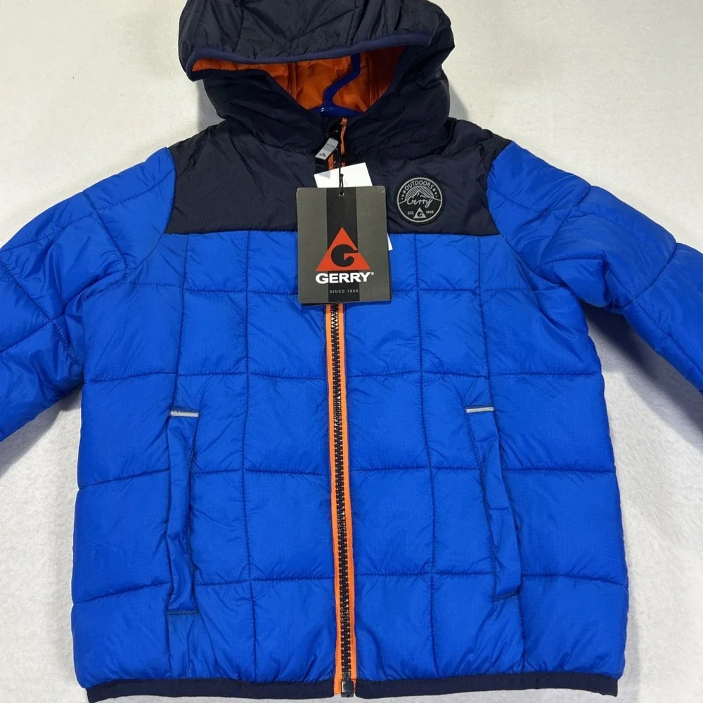 Gerry Boys Torque Puffer Jacket Blue Insulated Hooded DG51223 Size XXS (4/5)